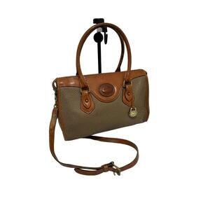 Dooney & Bourke Brown Gray Pebbled Leather Top Handle Satchel Shoulder Bag